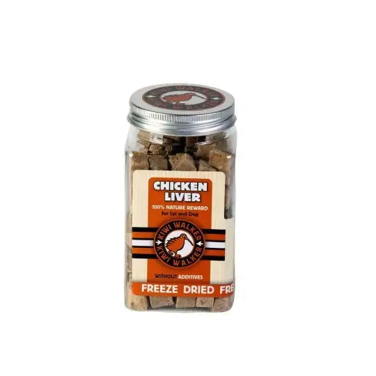 Friandises lyophilisées pour chien 100% foie de poulet, récompense naturelle et nutritive sans additifs.