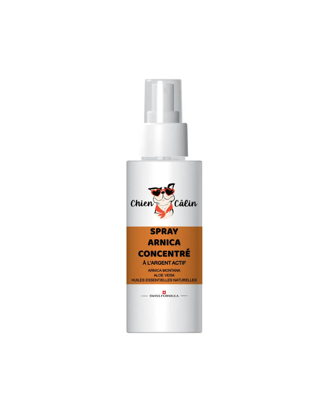 Spray arnica concentré pour chien, conçu pour soutenir le confort musculaire et articulaire après l’effort.