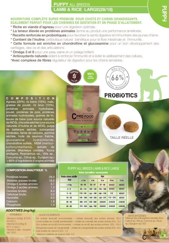 CproFood - Croquettes pour chiots à l'agneau et riz