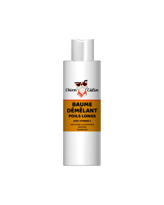 Baume démêlant après shampoing pour chien, conçu pour nourrir les poils secs, faciliter le brossage et réduire les nœuds.
