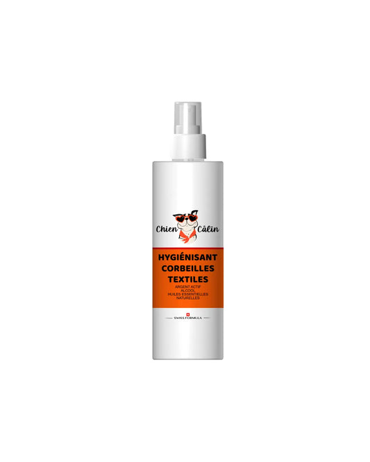 Hygiénisant corbeilles textiles du chien, conçu pour assainir les tissus, chenils et surfaces avec une action désodorisante.