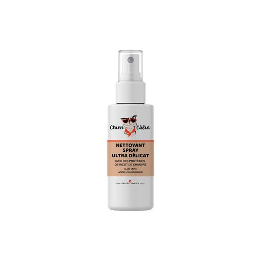 nettoyant spray sans rinçage pour chien, idéal pour nettoyer le pelage et rafraîchir la peau en douceur.